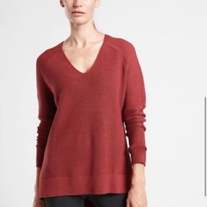 Athleta RUNS LARGE Hanover merino wool sweater Top Canyon Red